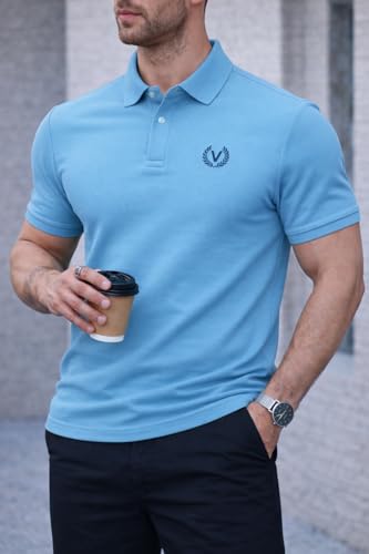 Image of Mack Jonney Men's Cotton Polo T-Shirt|Solid Regular Fit|Half Sleeve Collar T-Shirt for Casual Wear-MJ-32
