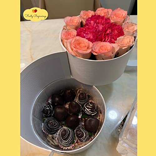 Image of Oasis Paper Gift Box Round Shape Two Tier Empty, Decorative, Reusable, Multipurpose Birthday, Anniversary, Wedding, Return Gifts Hamper Packaging (Set of 1) White