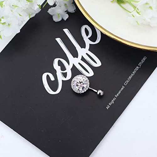 Sllaiss 14G Halo Belly Button Rings For Women 925 Sterling Silver Cz Belly Rings Round Cubic Zirconia Curved Barbell Navel Rings Body Piercing Jewelry Hypoallergenic (Silver) #TOP4