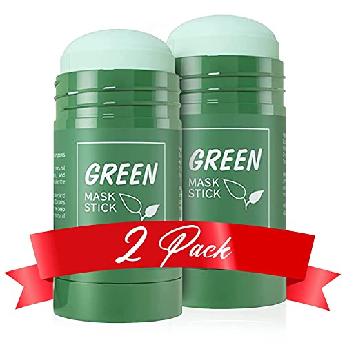 2pc Green Tea Mask Stick, Blackhead Remover for Face Moisturize with Green Tea Extract Dry Skin Face Moisturizer, Deep Pore Cleansing, Skin Brightening Face Mask, Removes Blackheads for All Skin Types