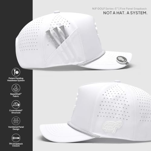 Image of Men's Golf Hat with Tee Holder & Magnetic Ball Marker | Breathable Performance Golfing Hat for Men | Water-Resistant Rope Golf Cap | Moisture-Wicking Snapback Golfing Hats