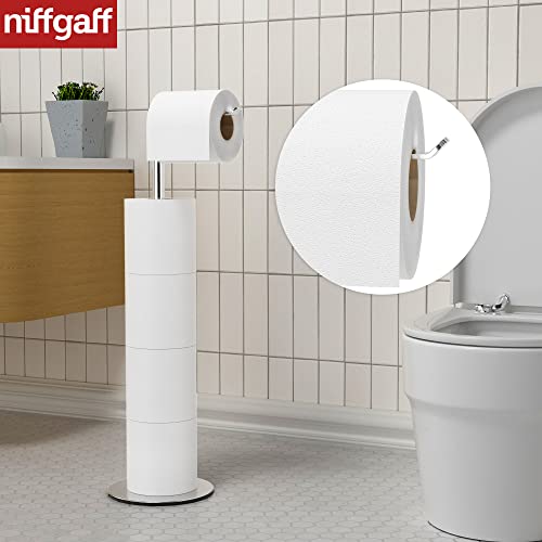 Niffgaff Toilet Paper Holder Stand And Dispenser For 4 Spare Rolls,Toilet Paper Storage,Stainless Steel Free-Standing Toilet Tissue Paper Roll Storage Shelf,Bathroom Accessories #TOP2