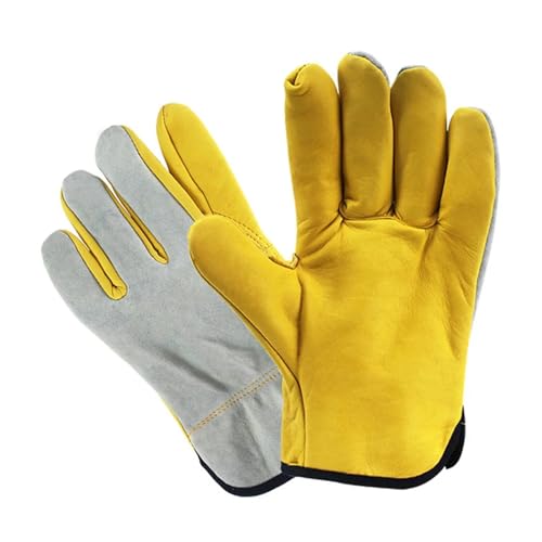 Gants de Travail for Hommes, Gants Construction for Le soudage, en Cuir Ignifuge, Protection, Fournitures sécurité(L)