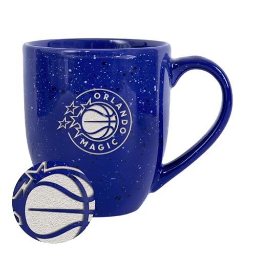 Rico Industries NBA Basketball Orlando Magic Standard 16 oz Team Color Laser Engraved Speckled Ceramic Coffee Mug