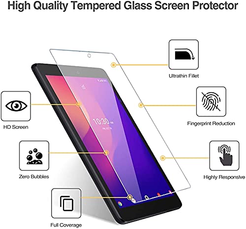 Jsusou Case For Alcatel Joy Tab 2 With Tempered Glass Screen Protector | Heavy Duty Shockproof Kids Protectiv Case With Built-In Kickstand For Alcatel Joy Tab 2 8" Tablet (Model: 9032Z)| Black #TOP2