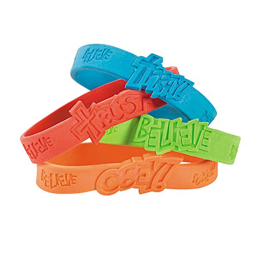Fun Express Fantastic Faith Rubber Bracelets - Jewelry - Rubber Bracelets - VBS Vacation Bible School Supplies/Decor - 24 Pieces