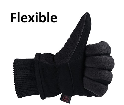 Ozero Winter Gloves Deerskin Leather Thermal Ski Glove Insulated Fleece For Snow Skiing Driving Cycling Hiking Runing Hand Warmer In Cold Weather For Men And Women Large Black #TOP4