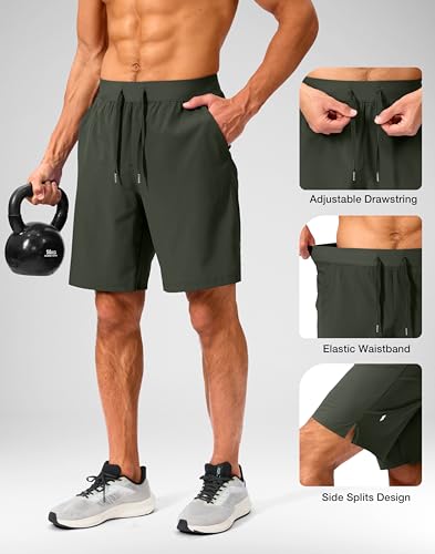 Image of Soothfeel Men's Running Shorts with Zipper Pockets 9 inch / 7 inch / 5 inch Quick Dry Eight Basketball Gym Workout Athletic Shorts