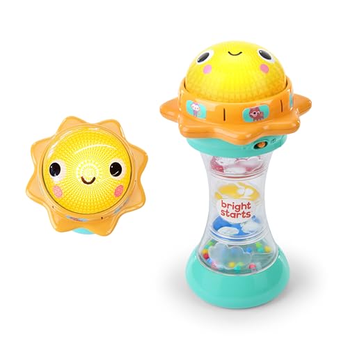 Bright Starts, Just for Sun Jouet Lampe Torche - Sons d'animaux, Perles Pluie Sonores, Miroir, Jouet d'Éveil Unisexe, 6 Mois et Plus