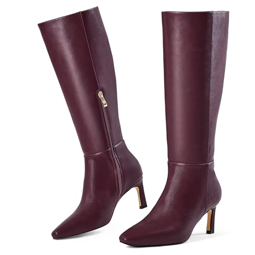 Bottes hautes femme talons chatons GENSHUO idéales avec une robe longue