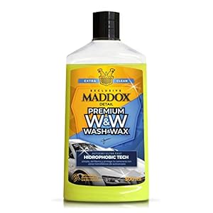 Maddox Detail – Premium Wash and Wax. Shampoo met hydrofobe was voor een superieure glans. Afdrogen niet nodig.