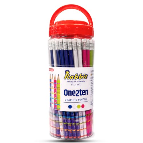 Image of One2Ten Pencils (100) | Super Fun Unicorn & Space Cartoon Theme Dark Lead Pencils for Kids | HB Writing Pencils for Girls & Boys | School & Return Gift Stationery.