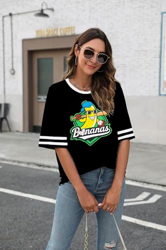 Baseball Shirts for Women Oversized Baseball Mom T Shirt Game Day Heart Graphic Tee Top Black — view 2