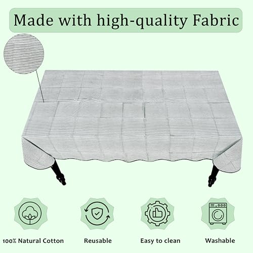 Ridhi Forest Green Stripe Block Print 70x108 Rectangle Tablecloth Table Cover for Dining Tables, Handcrafted Farmhouse Kitchen Decor, Washable, Decorative Tablecloths for Spring, Easter, Valentine by Ridhi - Used condition - Image 8