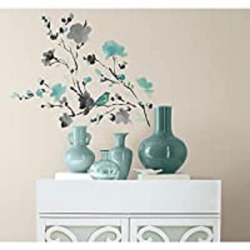 Roommates Rmk2687Scs Blossom Watercolor Bird Branch Peel And Stick Wall Decals, Multi Color #TOP1