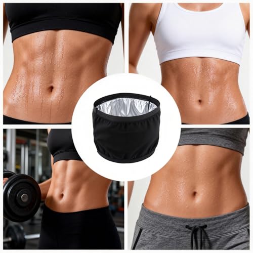 TMZELOA Bauchweggürtel Damen Herren Bauchgurt Schwitzgürtel Waist Trainer Fitness Gürtel Bauchmuskeltrainer Sauna Bauch Weg Trainer S/M Neopren Nano Silber mit Handgelenkband Schwarz