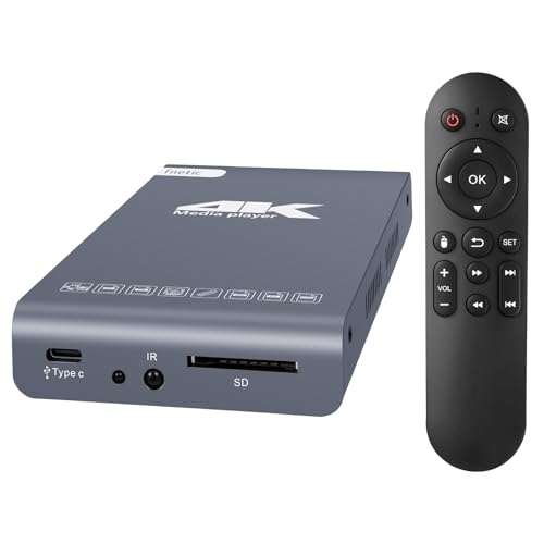 4K Digital Media Player & HDD Enclosure 2-in-1, 4K@60Hz Ultra HD TV MP4 Video Player for USB Type-C Drive/SD Card, Digital Signage, H.265/HEVC, Looping Auto Playback, HDMI/AV Output
