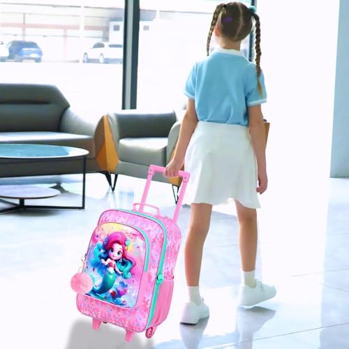 Image of CCJPX Kids Luggage for Girls, Mermaid Rolling Travel Carry on Suitcase for Toddler Children with Wheels(Pink)