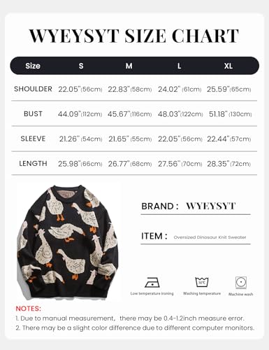 Image of Arssm Mens Oversized Dinosaur Sweater Knit Crewneck Vintage Tops