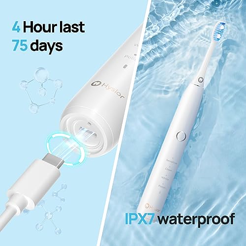 Hyslor Electric Toothbrush 2 Pack, Sonic Electric Toothbrush For Adults With 8 Brush Heads & Covers, Rechargeable Tooth Brush 4H Fast Charge For 75 Days, Power Toothbrushes With 4 Modes, Orange&White #TOP4