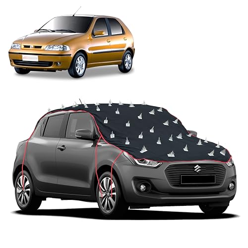 Image of Dog Protection Spike Car Cover for palio new Bonnet to Roof Easy Installation with 4 Elastic Hook Strap | Anti-Scratch Soft Cotton Inner | Complete Protection from Street Dogs & Monkeys
