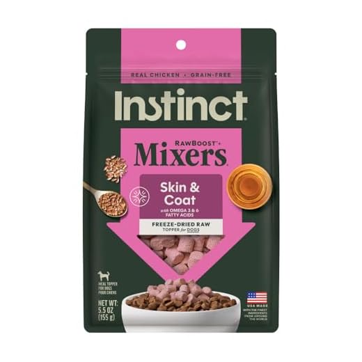 Instinct RawBoost Functional Mixers, Freeze Dried Dog Food Topper, Grain-Free, Real Chicken - Skin & Coat Health, 5.5 oz. Bag