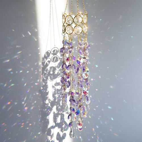 NMENV Hanging Sun Catcher for Windows,Gold-Plated Crystal for Home,Garden, Indoor & Outdoor Decor-Birthday Gifts for Women,New Beginning Gifts for Her,Friends,Coworkers,Wife,Mom,Daughter,Sister,Aunt