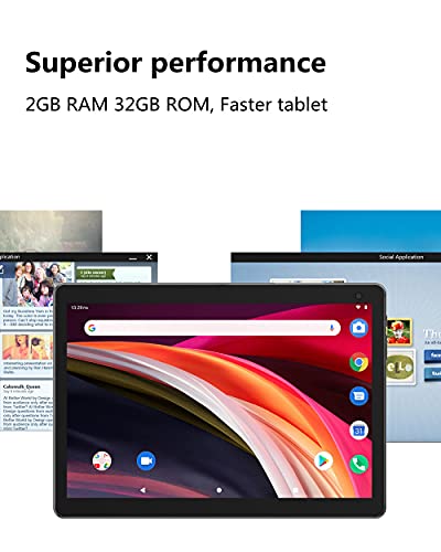 Coopers Tablet 10 Inch Android Tablets, Android 12 Tablet Quad Core Processor 32Gb Storage Tablet Computer, 2Gb Ram, 8Mp Camera, Long Battery Life Black #TOP1