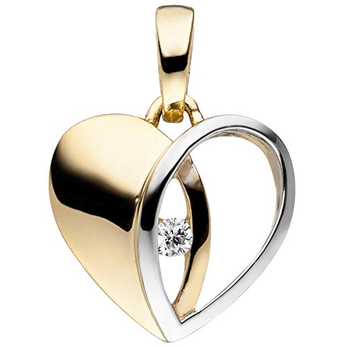 Jobo Damen-Anhänger Herz aus 8 Karat 333 Gold Bicolor mit Zirkonia