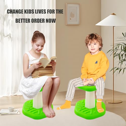 Image of Fanboxk Active Chairs Kids Preschool Wobble Stool - Alternative Flexible Seating Balance Wiggle Stool for Classroom,Preschool,Kindergarten&Elementary School,Active Sensory Chairs,Ages3-8,Green(14in)