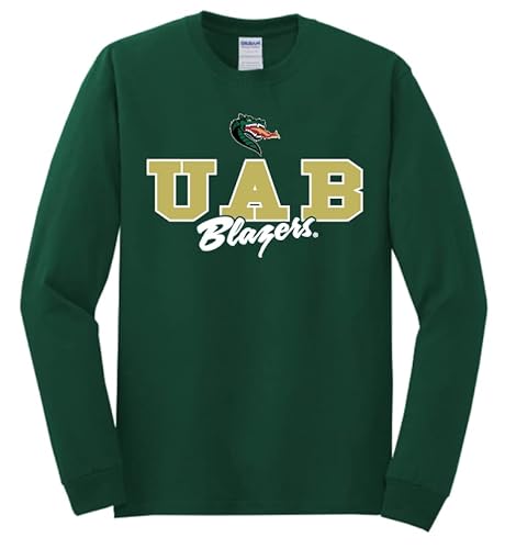 J2 Sport Alabama at Birmingham Blazers UAB Long Sleeve T-Shirt Unisex NCAA Forest Green