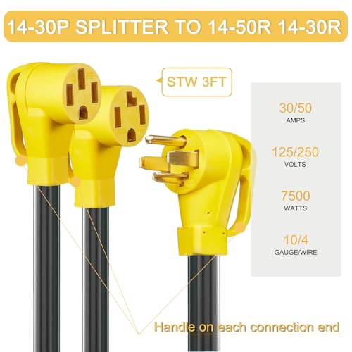 Suplevel 30 Amp NEMA 14-30P to 14-50R/14-30R Dryer Y Splitter Adapter by Suplevel - Used condition - Image 2