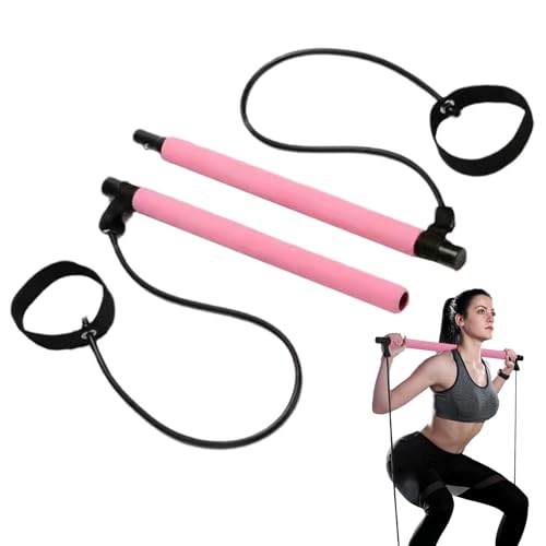 Barra de pilates – Banda de resistencia | Kit de pilates para el hogar, barras de fitness de pilates, barras multifuncionales con bandas elásticas de resistencia, equipo de ejercicio de yoga en casa