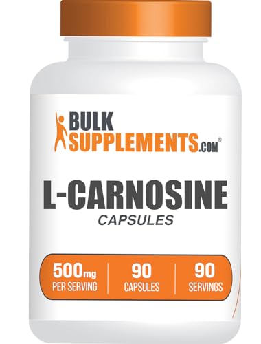 BulkSupplements.com L-Carnosine Capsules - Carnosine Supplement Antioxidants Supplement Carnosine 500mg - Gluten Free 1 Capsule per Serving 90 Capsules (Pack of 1)