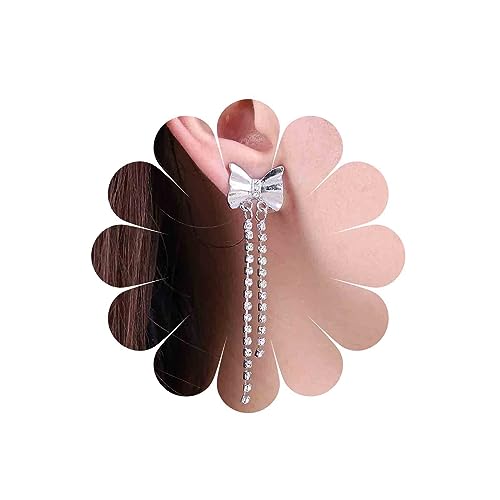 Inateannal Bow Ear Jewelry – Sparkly CZ Tassel Earrings