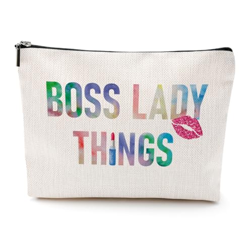 Boss Lady Cosmetic Bag - Gifts for Women: Appreciation, Retirement, Friends, Coworkers, Leader, Colleague, Girl Boss, Mentor - Makeup Bag & Pouch for Birthday, Christmas, Mother's Day