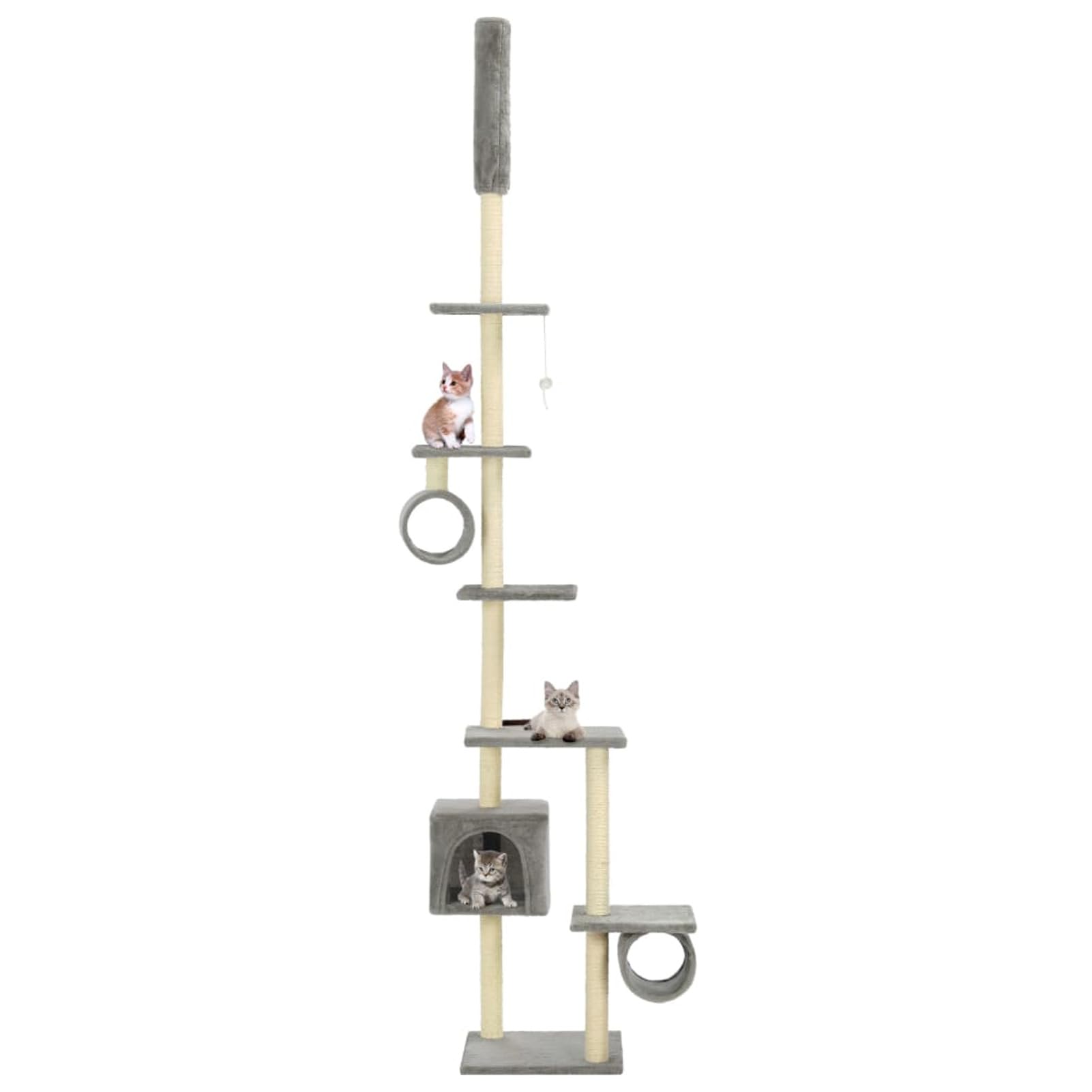 ShGaxin Tiragraffi per gatti con tiragraffi in sisal, 260 cm, grigio, tiragraffi, torre per gatti