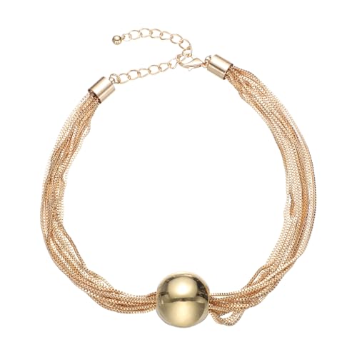 PATIKIL Collar Grueso De Cuentas Para Mujer Collar Dorado Ajustable Accesorio De Moda Para Fiesta Boda Ducha De Novia Graduación Cumpleaños Regalos
