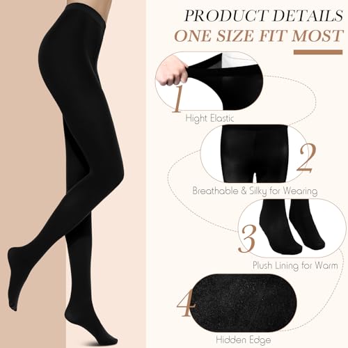 4 Pairs Fleece Lined Tights Women Opaque Leggings Winter Thermal Elastic Thick Lined Tights for Winter Women2