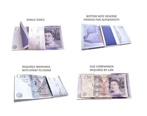 Scratch Cash 100 x £20 Pfund Geld zum Spielen - gebündeltes Paket für Video, Fake Casinos, Photo Booth, Geschenke