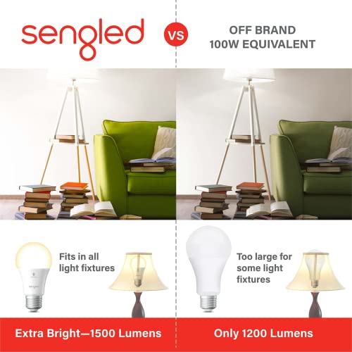 Image of Sengled Alexa Light Bulbs 100W Equivalent, Smart Light Bulbs 1500 LM Bluetooth Mesh, Smart Bulbs That Work with Alexa Only, High Brightness, Soft White A19 2700K Dimmable Bulb, No Hub Required, 2 Pack