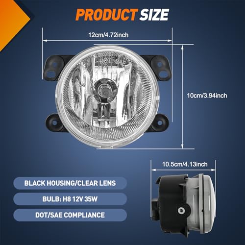 Image of Nilight Fog Lights Assembly Compatible with 2007 2008 2009 Jeep Wrangler | 2005-2008 Dodge Magnum 2009 Journey 2006-2010 Chrysler PT Cruiser 2005-2010 300 Touring Models Clear Lens