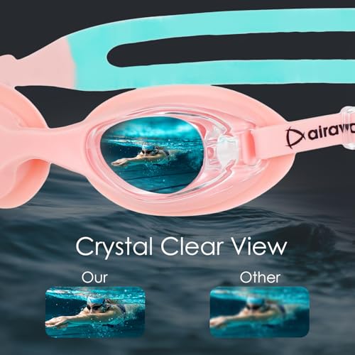 Image of AIRAVAT Hydro 1027 Swimming Goggles, Adjustable Pool Goggles For Adult, Youth, Boys & Girls, Optic Quality Poly carbonate Lenses, 100% UV Protection Anti-fog Coated, Ultra Durable (Pink)