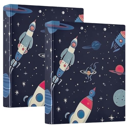 Classeur à anneaux de 3,8 cm motif planètes spatiales bleu avec porte-bloc rigide