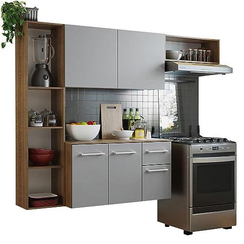 Madesa Cocina Integral Completa Modular 180cm Easy - Marrón/Gris