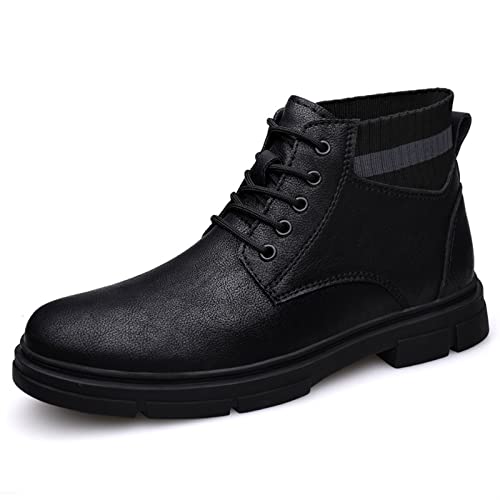 Lace Up Boots for Men Derby Elastic Bandage PU Wearable Anti-Slip Classic Vintage
