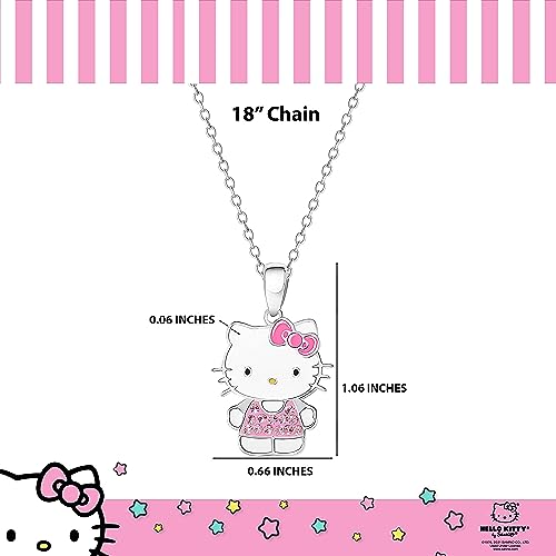 Hello Kitty Sanrio Womens Necklace Official License - Silver Plated Necklace with Enamel and Crystal Pendant4