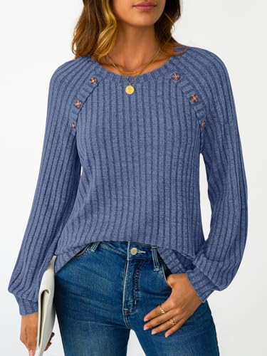 Image of LILLUSORY Womens Tops Long Sleeve Shirts Fall Lightweight Sweaters