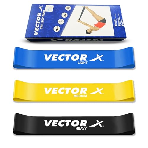 Image of Vector X TPE Resistance Exercise Loop Bands, Resistance Bands Set for Squats, HIPS, Legs, Butt, Glutes and Heavy Workouts Physical Therapy, Rehab, Stretching, Home Fitness Boxing Training (Set of 3)