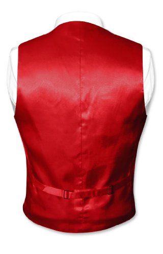 Men's SILK Dress Vest & Bow Tie Solid DARK RED BowTie Set for Suit or Tux2